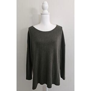 H by bordeaux Green Ribbed Long Sleeve Top